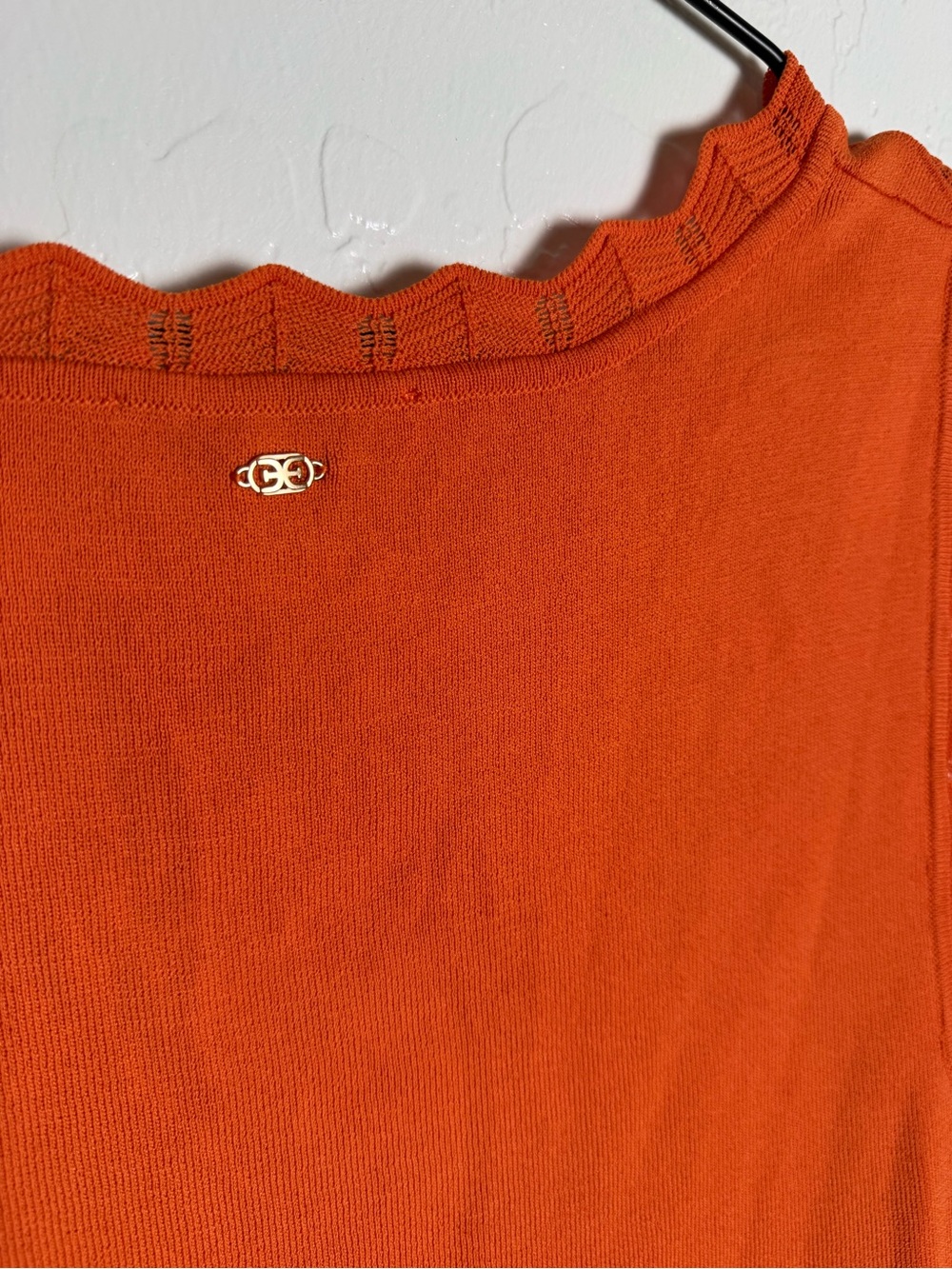 Sam Edelman Orange Scallop Trim Square Neck Sweater Tank Top XL - Picture 8 of 9